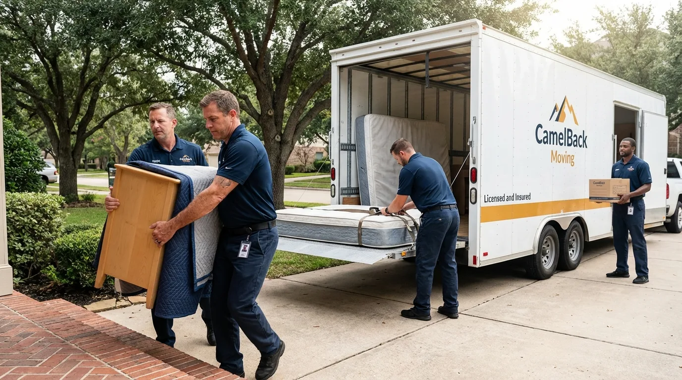 Crew loading residential truck for cross-state move from Carlin, NV