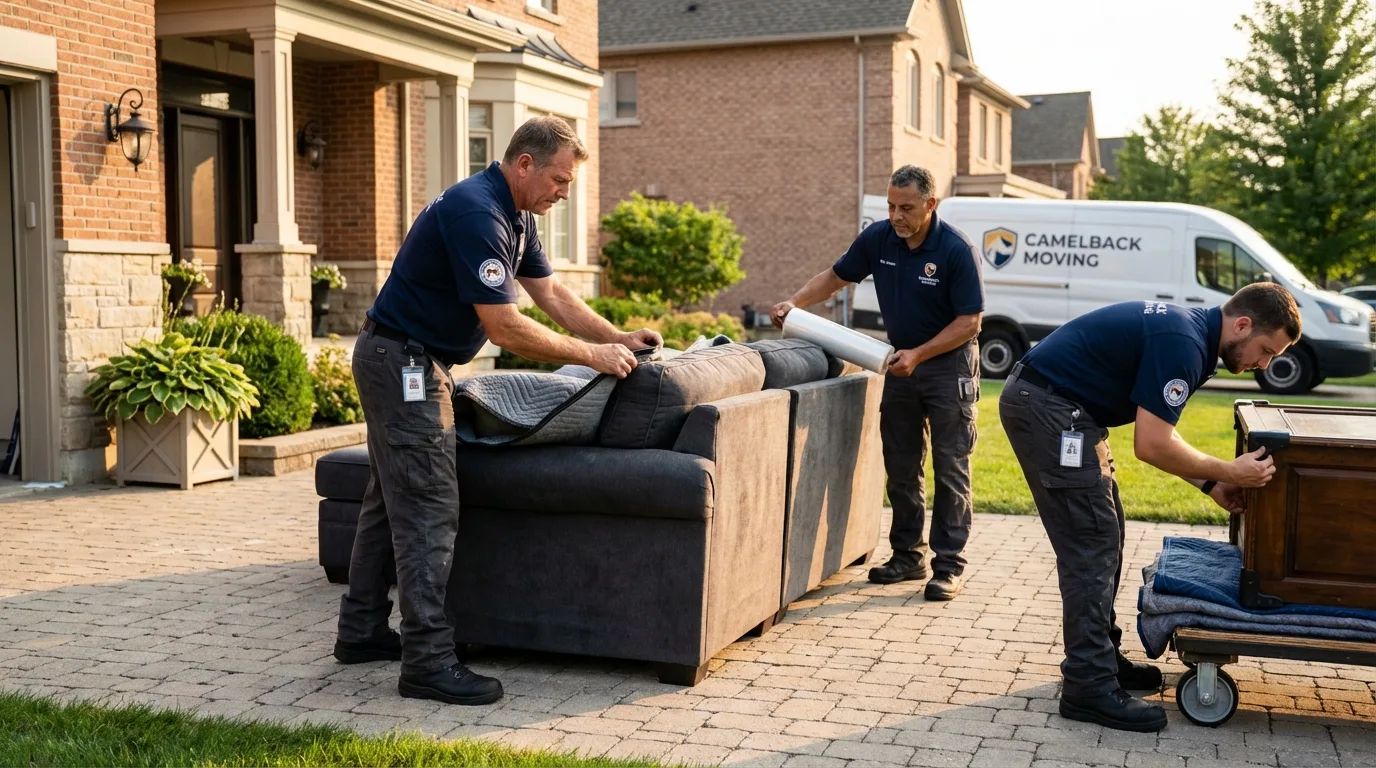 Large estate moving crew wrapping furniture in Carlin, NV